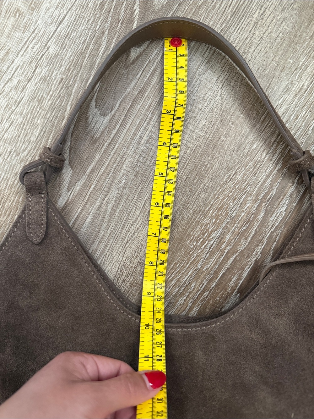 Suede Shoulder Hobo Bag in Dark Brown - Picture 11 of 13